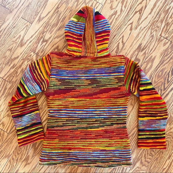 Chunky Wool Rainbow Sweater Jacket from Nepal - Picture 7 of 14